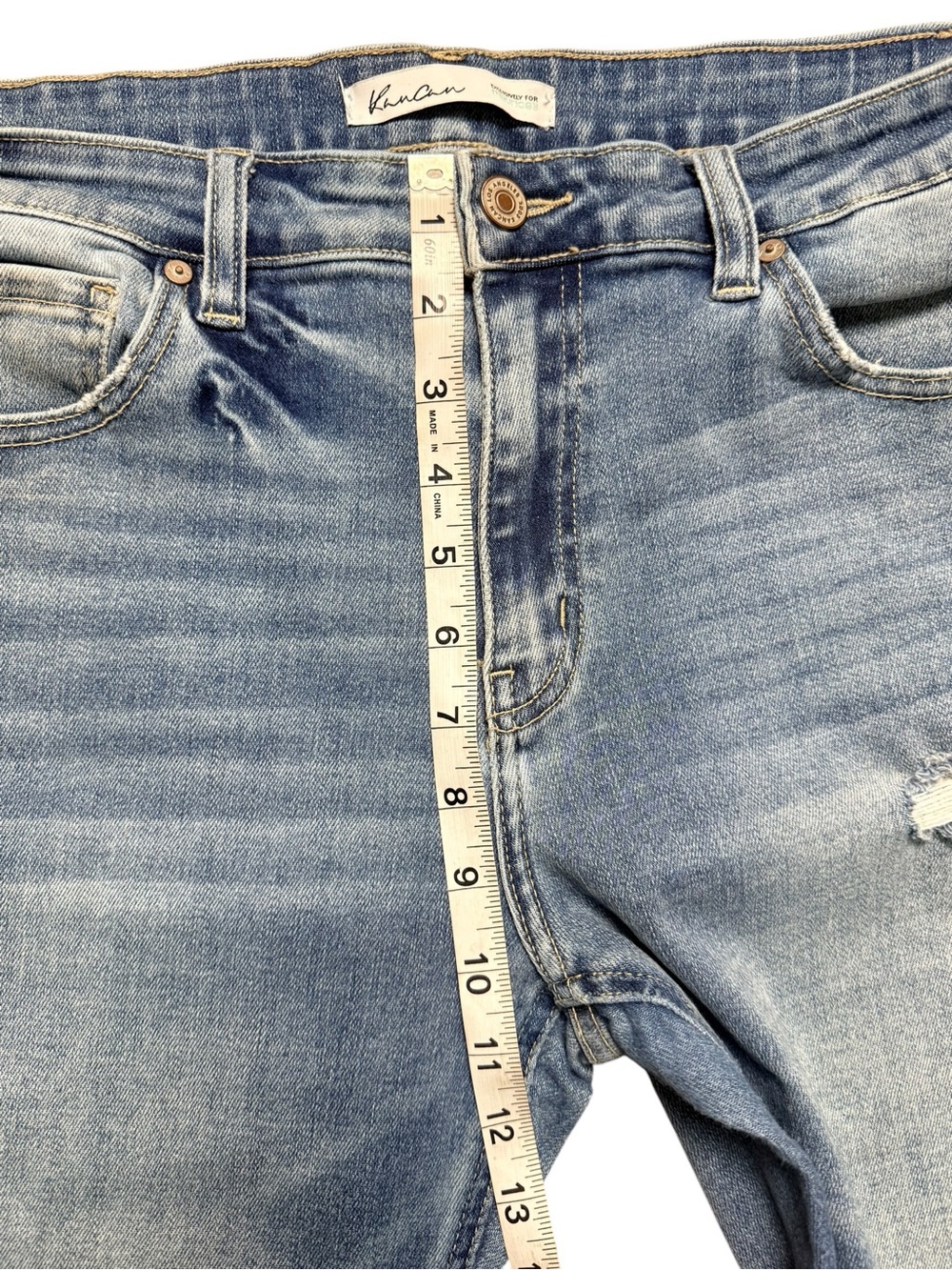 Kancan Size 31 Distressed Cropped Straight Leg Jeans Raw Hem - Picture 6 of 9